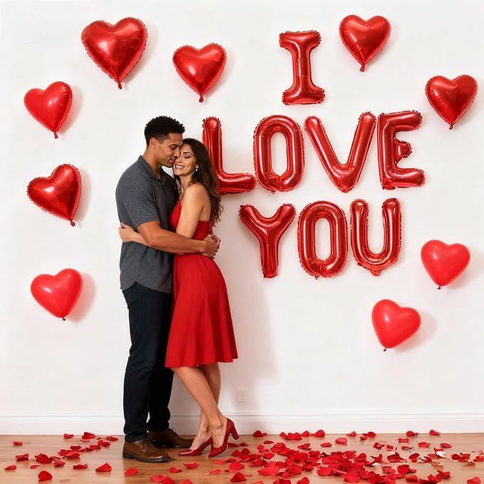 16 Inch Red I Love You Letter Foil Balloons for Wedding Anniversary Engagement Valentines Day Party