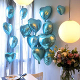 19 Pcs Blue Heart Balloons 18 Inch and 10 Inch Foil Love Balloons for Birthday Wedding Party