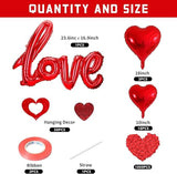 Valentines Day Party Set 36 Inch Love Foil Balloon 18 Inch Heart Balloons 1000 Rose Petals