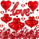 Valentines Day Party Set 36 Inch Love Foil Balloon 18 Inch Heart Balloons 1000 Rose Petals