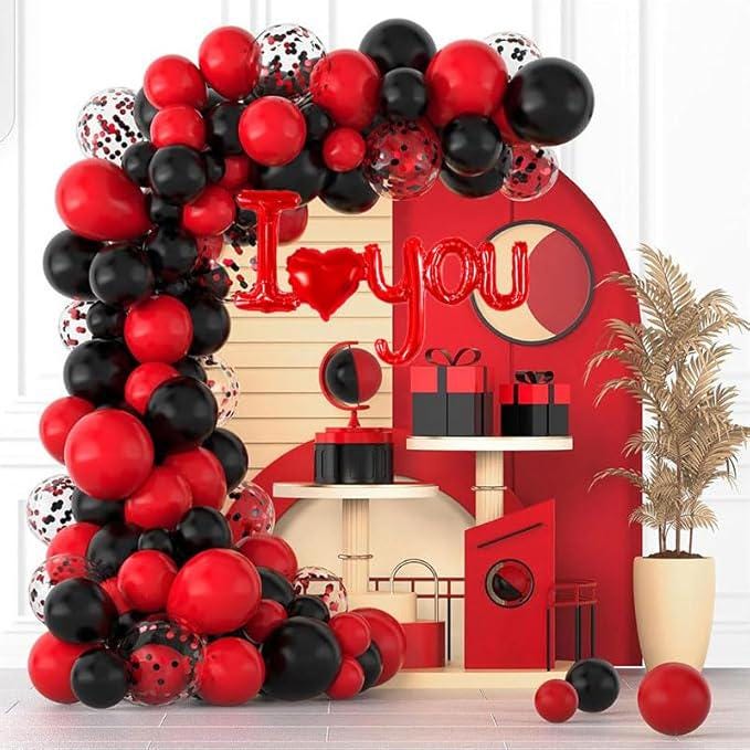 I Love You Balloons 3 Pcs Red Heart Letter Foil Balloons Banner for Valentines Day Wedding Party
