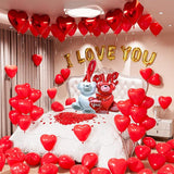 Valentines Day Balloons Set I Love You Love Bear Red Heart Balloons with 1000 Rose Petals
