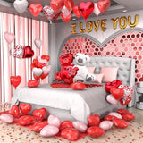Valentines Day Balloons Kit I Love You Love Bear Red Heart Balloons with 500 Rose Petals