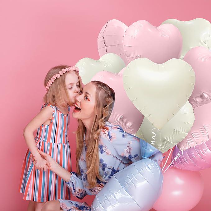 12 Pcs 18 Inch Heart Love Foil Balloons for Valentines Day Birthday Wedding Party Decor