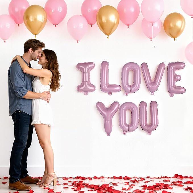 16 Inch Pink I Love You Letter Foil Balloons for Valentines Day Wedding Party Decor