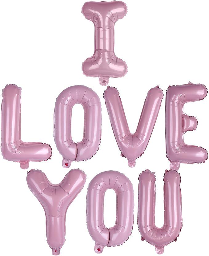 16 Inch Pink I Love You Letter Foil Balloons for Valentines Day Wedding Party Decor