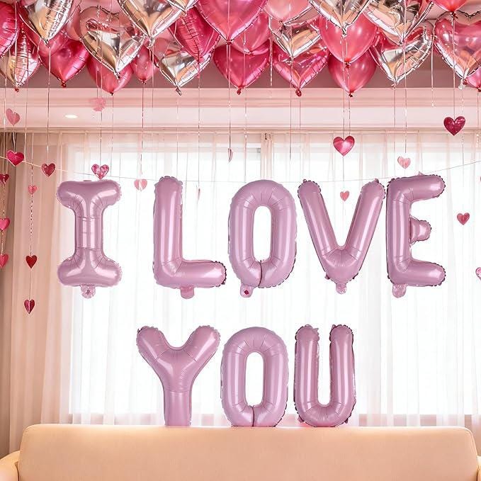 16 Inch Pink I Love You Letter Foil Balloons for Valentines Day Wedding Party Decor