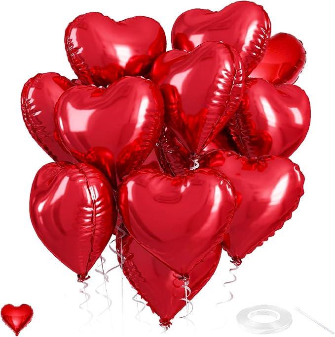 12 Pcs Red Heart Foil Balloons 18 Inch Valentines Day Wedding Birthday Party Decor