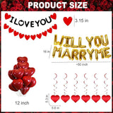 545 Pcs Gold Will You Marry Me Balloons Heart Foil I Love You Banner with Rose Petals for Engagement Wedding