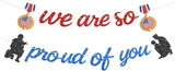 Military Going Away Banner Gold Glitter Proud Patriotic Soldier Veterans Day Decor 2PCS