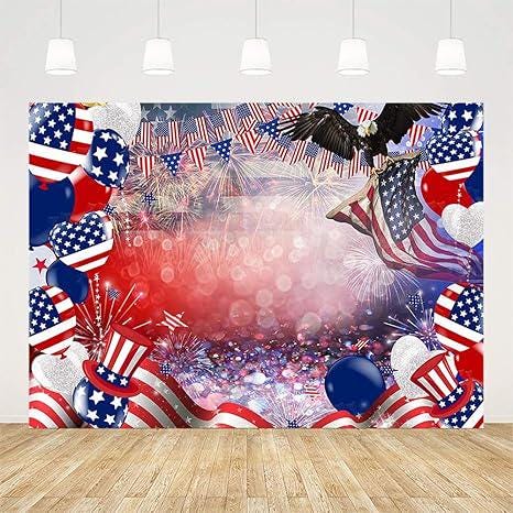 7x5ft Presidents Day Backdrop Patriotic American Flag Eagle Photo Shoot Decorations