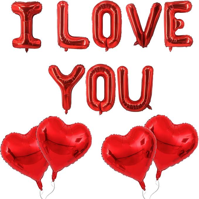 16 Inch I Love You Letter Balloons Red Heart Foil Valentines Wedding Party Decor