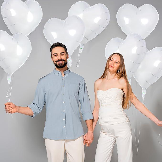 24 White Heart Balloons 18 Inch Love Valentines Wedding Birthday Party Decor