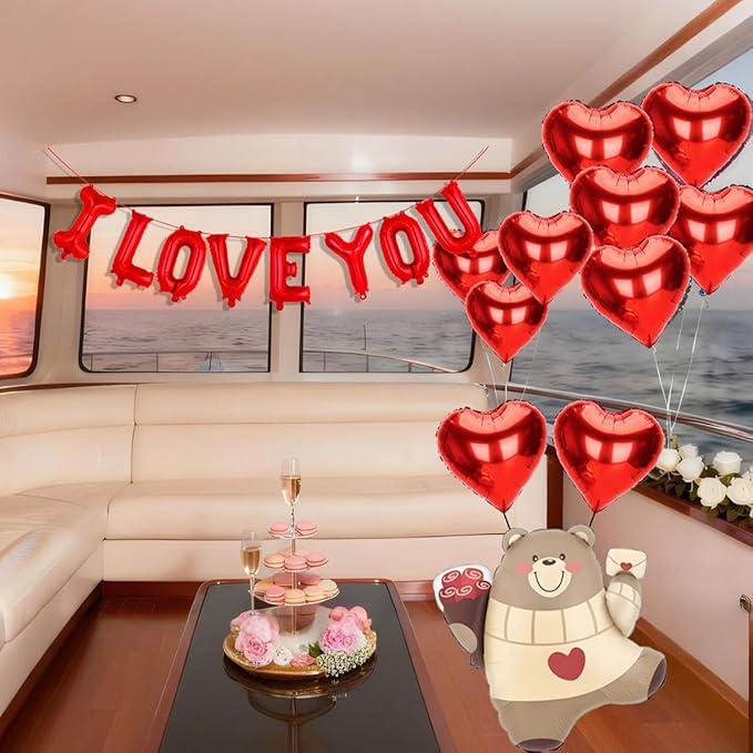 16 Inch I Love You Balloons Red Heart Confession Bear Valentines Wedding Party Decor