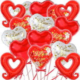 Valentine Balloons Red White I Love You 18 Inch 16 Pcs Heart Party Decor