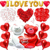 1062 Pcs Valentines Day Balloons Set Red Rose Leaves Love Heart Wedding Party Decor