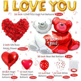 1062 Pcs Valentines Day Balloons Set Red Rose Leaves Love Heart Wedding Party Decor