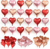 24 Pcs Heart Foil Balloons Red Pink Gold 18 Inch Mylar Valentines Wedding Party Decor