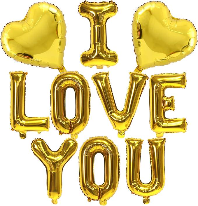 16 Inch Gold I Love You Letter Balloons 18 Inch Heart Valentines Wedding Party Decor