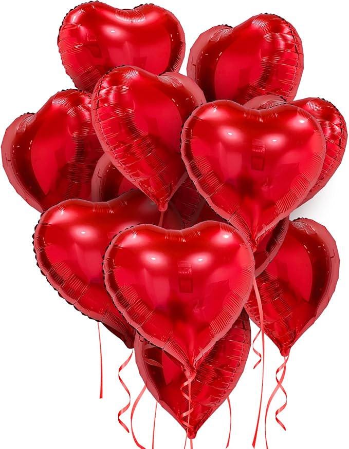 Red Heart Balloons 20 Pcs 18 Inch Foil Love Valentines Wedding Party Decor