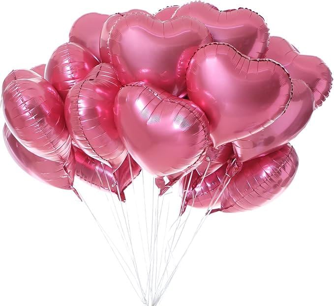 30 Pcs Pink Heart Balloons 18 Inch Foil Love Valentines Wedding Party Decor