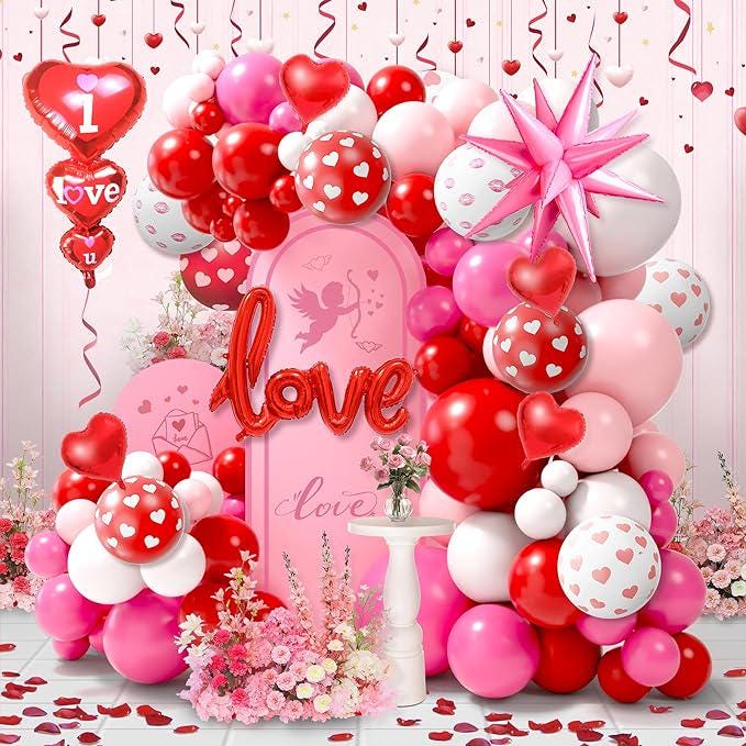 Valentines Day Balloon Arch Kit 220 Pcs Red Pink White Heart Wedding Party Decor