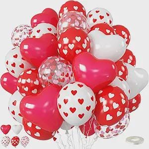 Red and White Heart Balloons Valentines Confetti Latex Love Wedding Party Decor