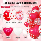 Red and White Heart Balloons Valentines Confetti Latex Love Wedding Party Decor