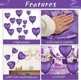 Purple Heart Balloons 10 Pcs 18 Inch Foil Metallic Birthday Valentines Wedding Party Decor