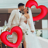 Red Heart Hollow Foil Balloons 40 Inch Matte Big Heart Valentines Wedding Party Decor 2 Pcs