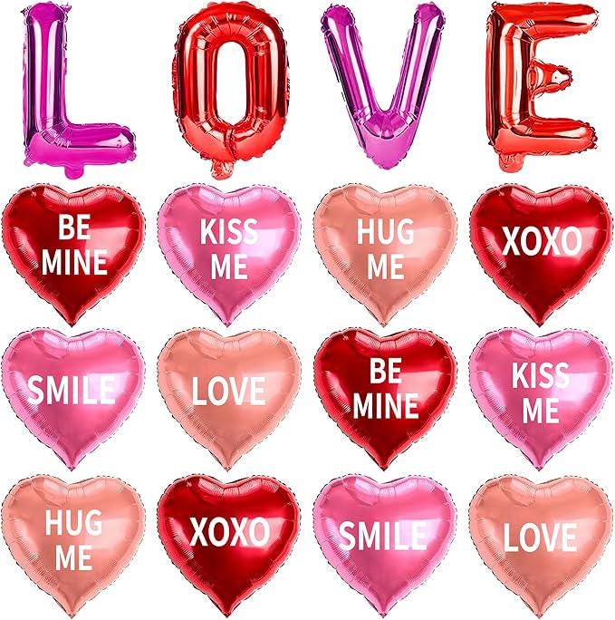 16 Pcs Valentines Day Heart Balloons 18 Inch Red Pink Love Wedding Party Decor