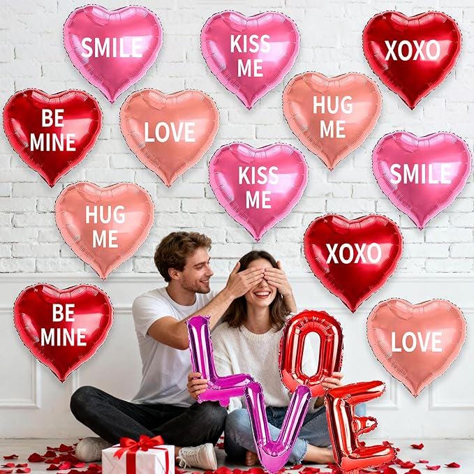 16 Pcs Valentines Day Heart Balloons 18 Inch Red Pink Love Wedding Party Decor