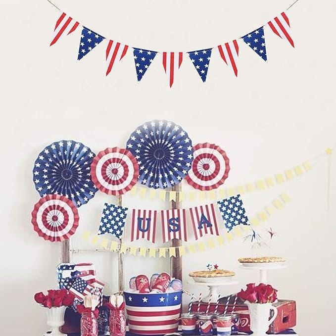 American Stars Stripes Flag Bunting Triangle Banner Patriotic Party Decoration President Day