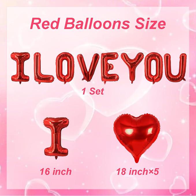 I Love You Balloons Red Heart Foil Love Valentines Wedding Party Decor