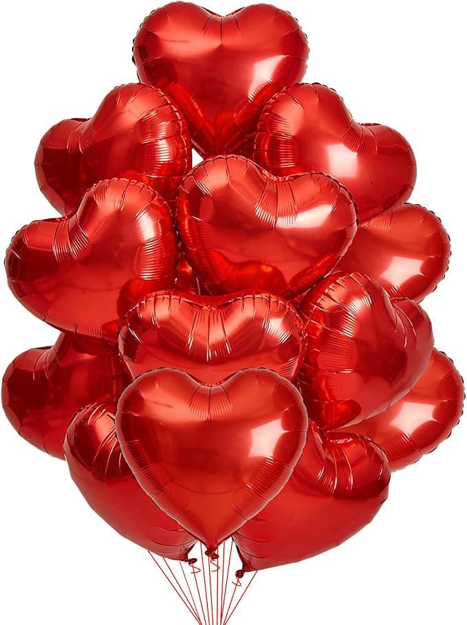 32 Pcs 18 Inch Red Heart Foil Balloons Valentines Wedding Anniversary Party Decor