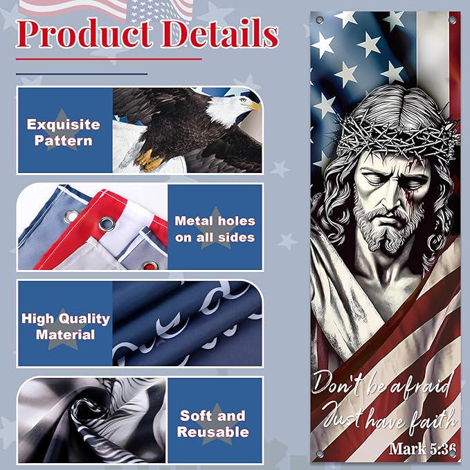 4PCS President Day Church Banners Sanctuary Wall Religious Hanging Bible Verse Decor