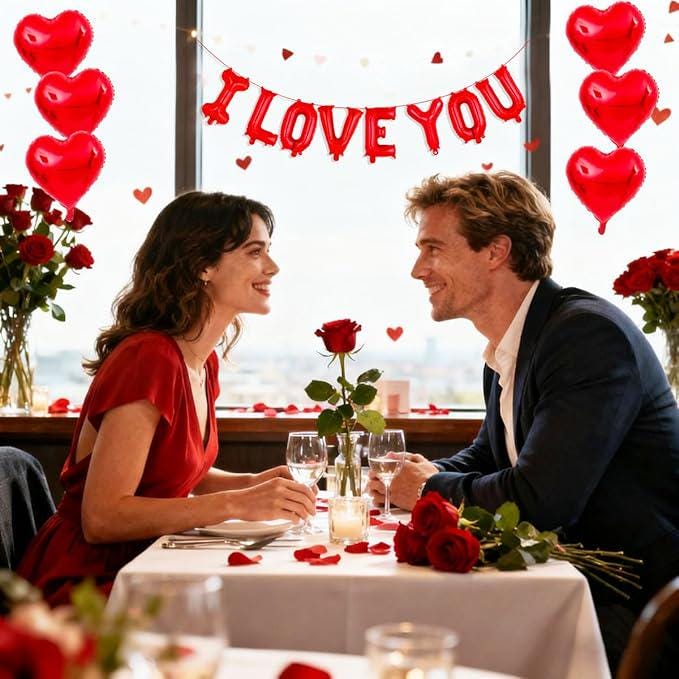 I Love You Balloons 16 Inch Red Heart Valentines Anniversary Party Decor