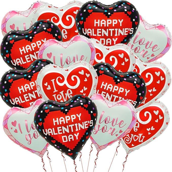 Happy Valentines Day Balloons 18 Inch Heart I Love You Valentines Party Decor 15 Pcs