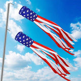 2 Pack 40 Inch American Flag Windsock Patriotic President Day Outdoor Decoration