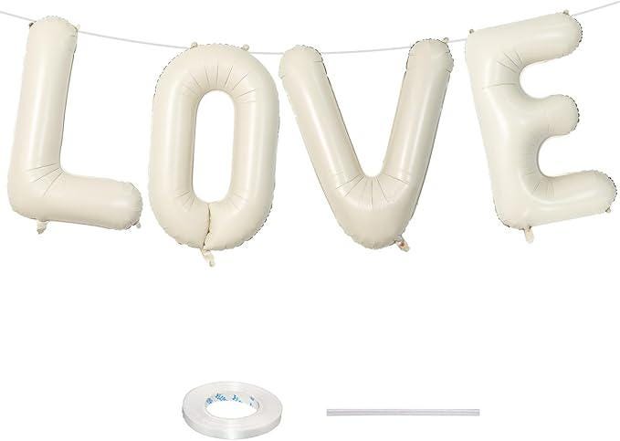 40 Inch Cream White Love Balloons Ivory Alphabet for Valentines Day Wedding Party