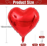 10 Red Heart Balloons 18 Inch Foil Love Balloons for Valentines Wedding Party