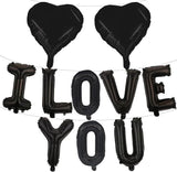 16 Inch Black I LOVE YOU Balloons Banner with Heart Foil for Romantic Decor