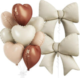 Brown Cream Heart Balloons Foil Set of 10 18 Inch and 38 Inch Party Decor