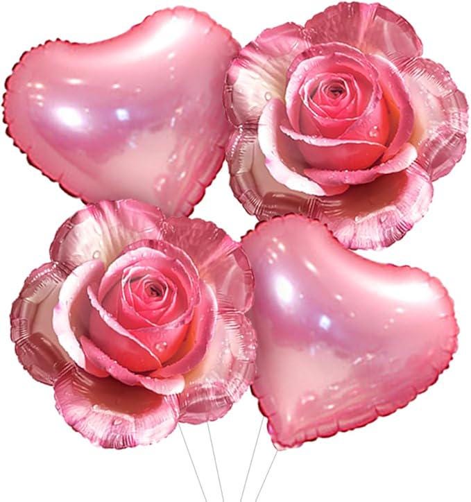 Pink Rose Foil Balloons Will You Be My Girlfriend Valentines Heart Party Decor