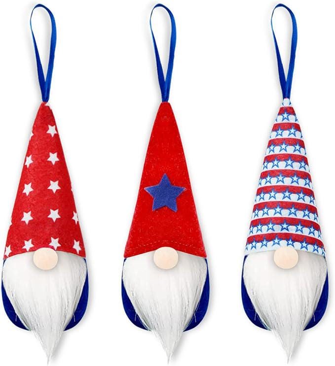 Patriotic Veterans Day 10PCS Gnome Tree Ornaments President Day Red White Blue Decor