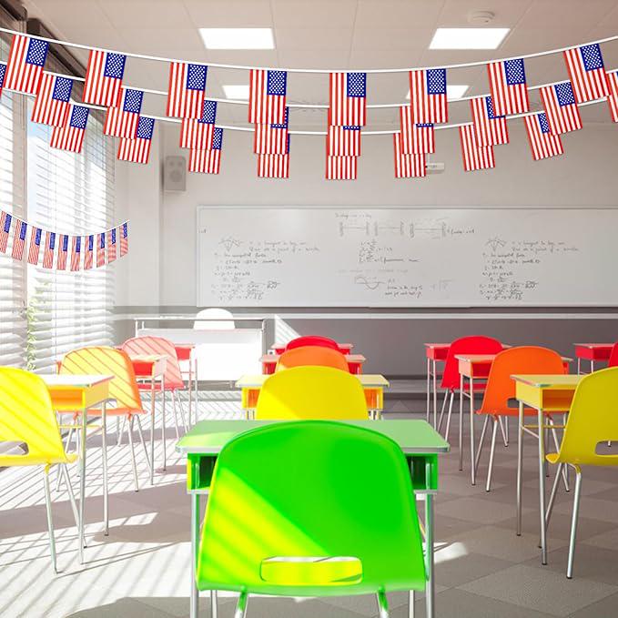 40PCS American Flags Banner 36Feet Patriotic President Day Red White Blue Outdoor Indoor