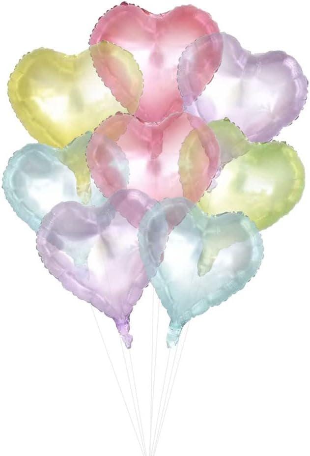 20 Pcs Crystal Pastel Clear Heart Balloons 18 Inch Transparent Mylar for Valentines Party