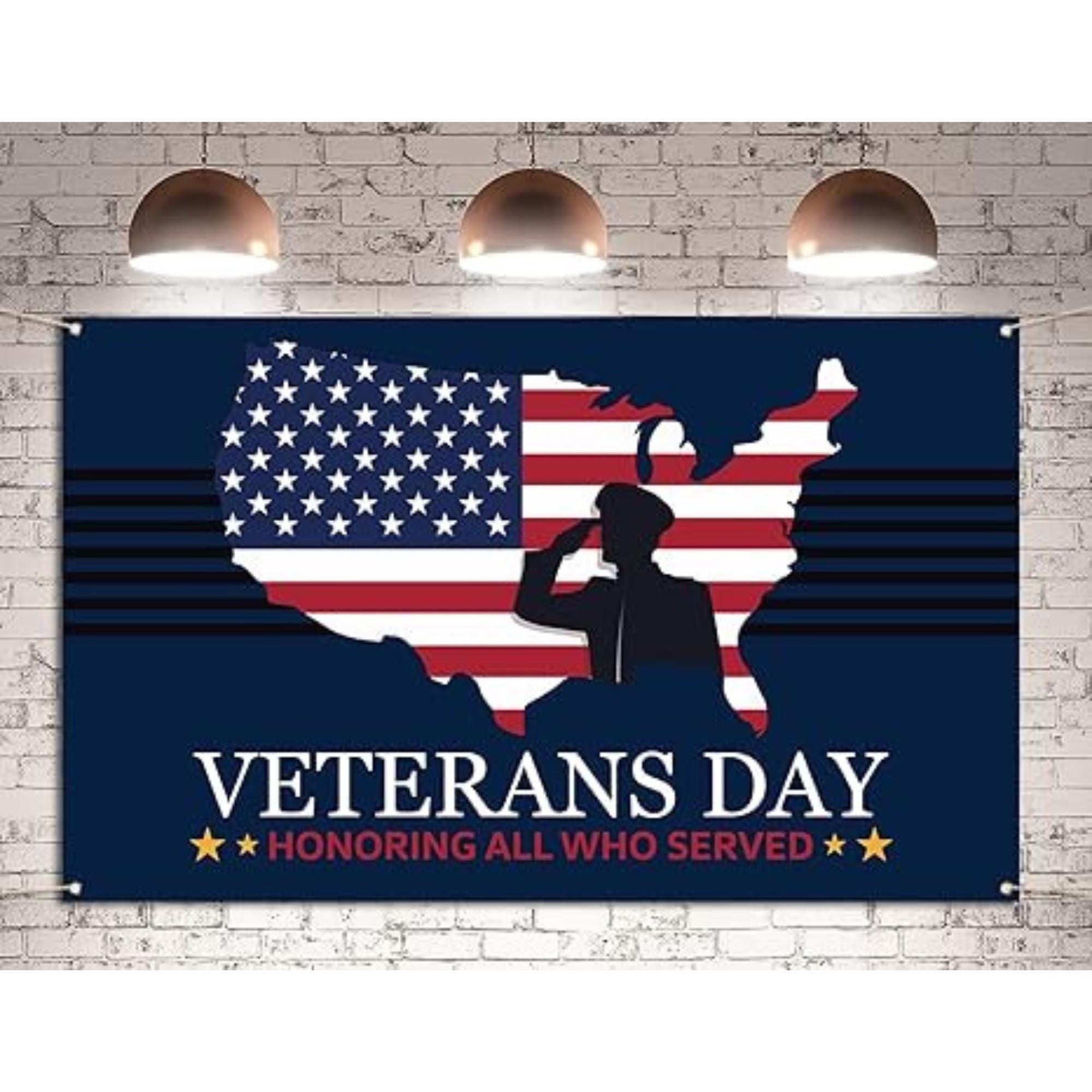 Veterans Day Backdrop Banner Honoring All Who Served Patriotic President Day Decoration