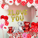 Valentines Day Balloon Decor Teddy Bear I Love You Set With 12 Heart Balloons