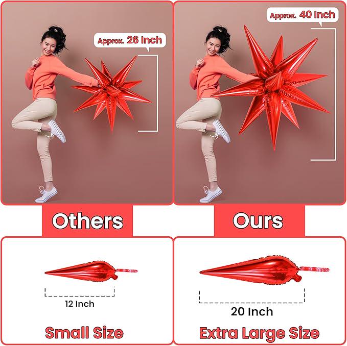 Large Red Star Balloons 20 Inch Pack of 52 for Christmas Birthday Party Decor